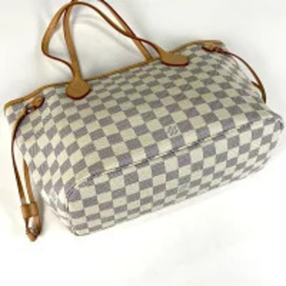 Louis Vuitton Azur White Damier Shopping Bag Handbag Tote Neverfull White